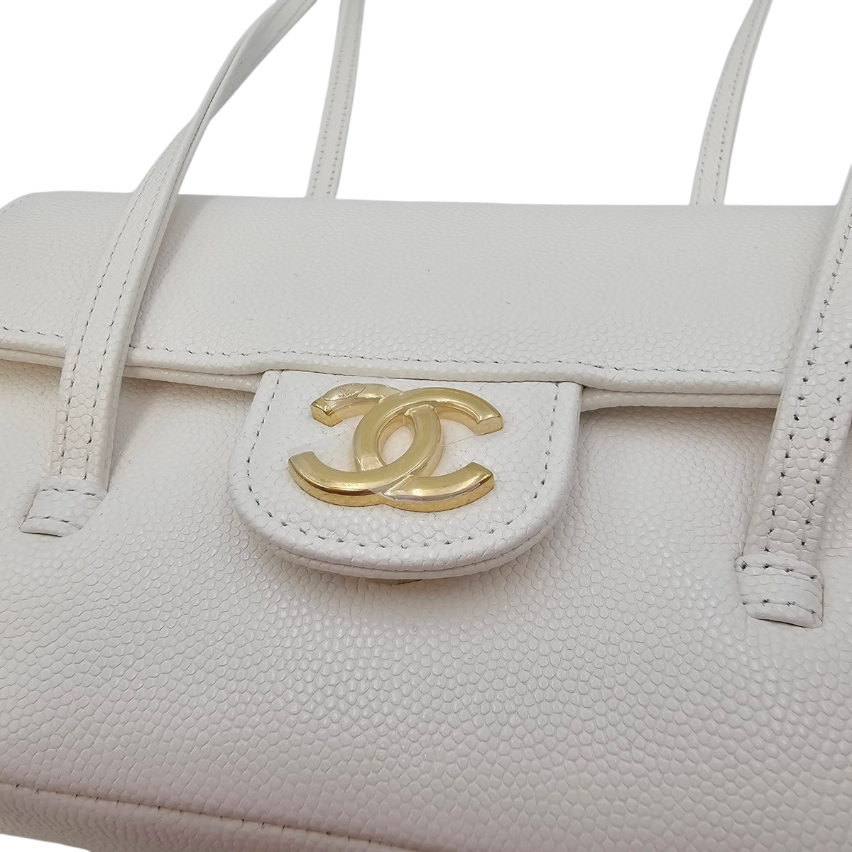 Preppy Mini White Shoulder Bag in Calfskin Gold hardware