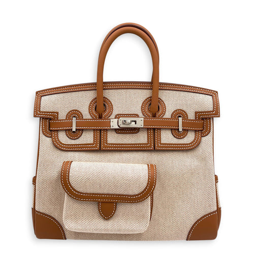 Cargo Birkin 25 Gold/Ecru-Beige in Swift/Toile H Palladium hardware CL2604-20700 1