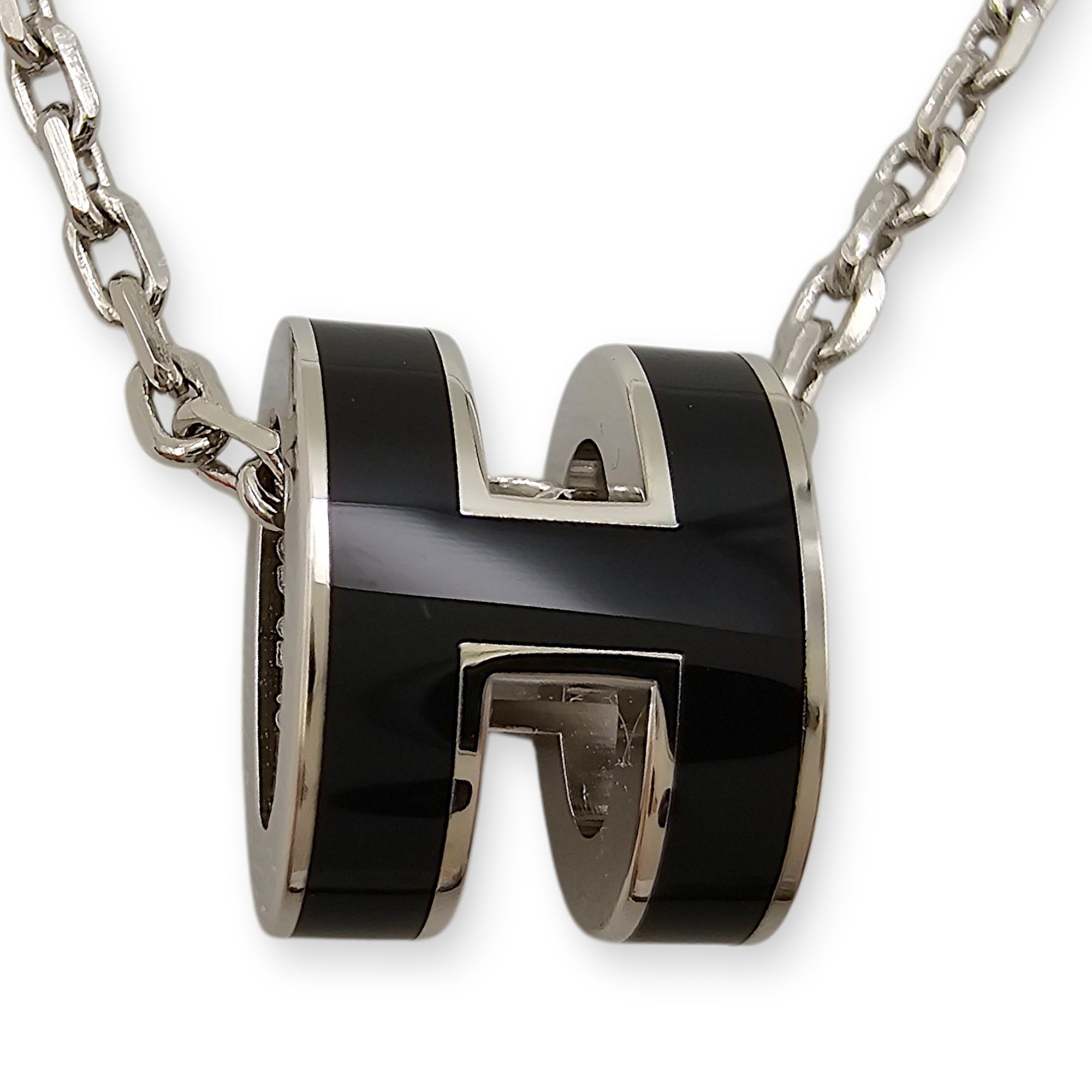 Pop H Mini Black Necklace Palladium hardware CL2604-20709 3