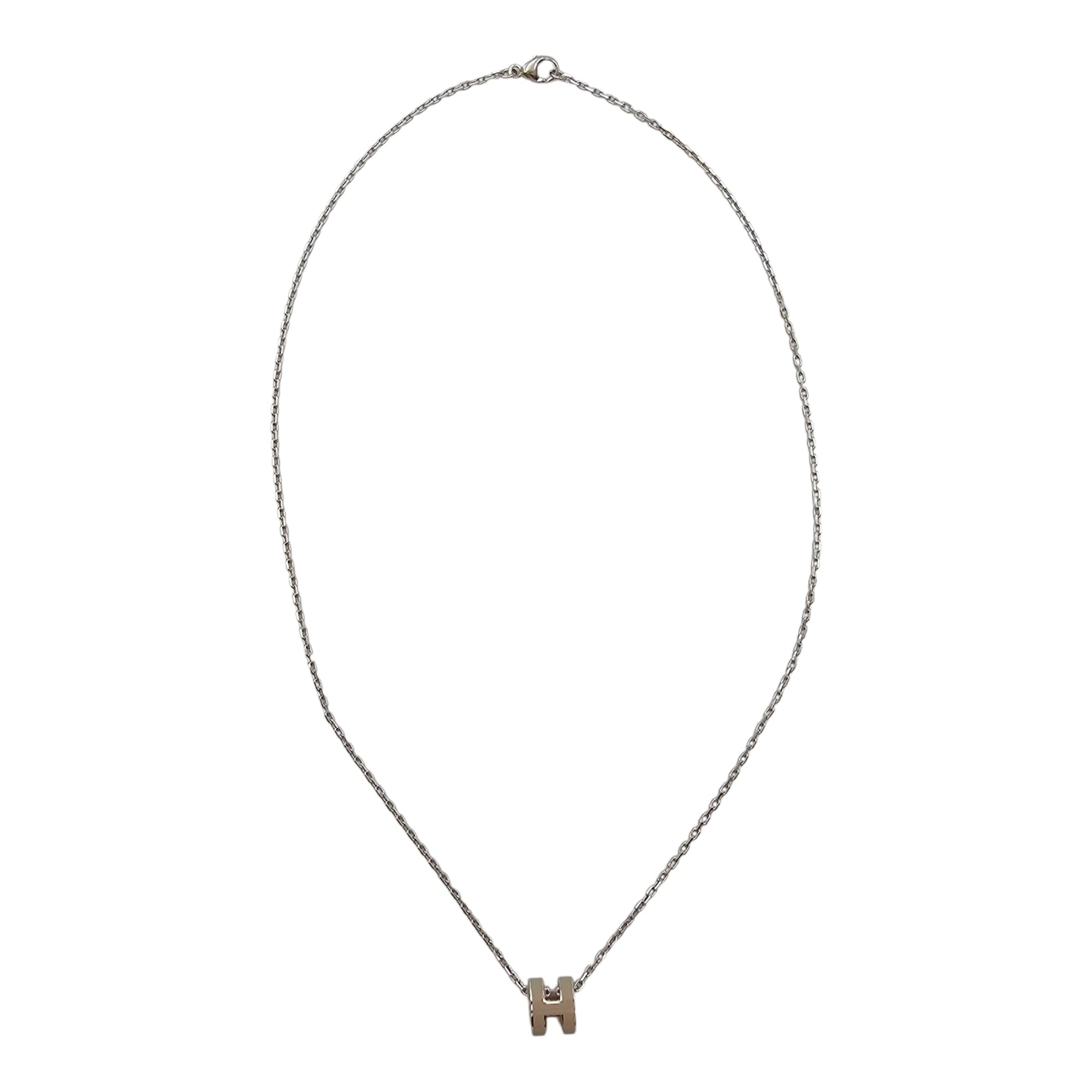 Pop H Mini Marron Glace Necklace Palladium hardware CL2604-20710 2