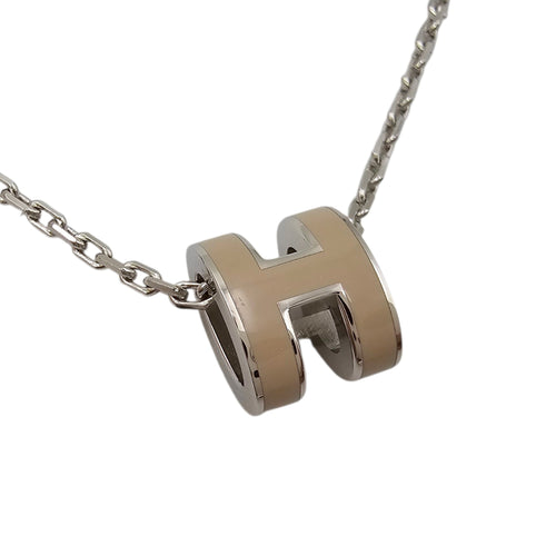 Pop H Mini Marron Glace Necklace Palladium hardware CL2604-20710 3