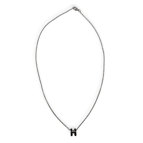 Pop H Mini Black Necklace Palladium hardware CL2604-20712 2