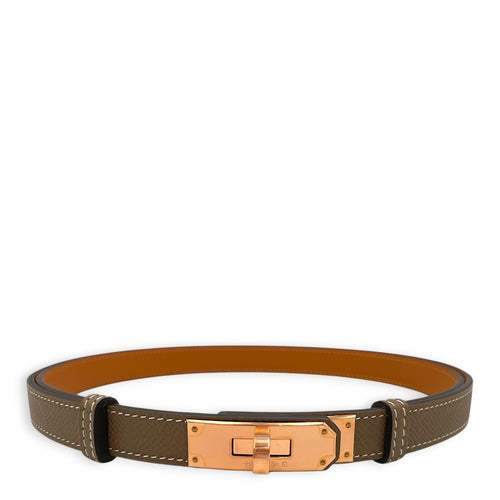 Kelly 18 Belt Etoupe Belt in Epsom Rose Gold hardware
