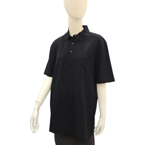 "H" Embroidered Buttoned Polo Shirt XL Black Ready-To-Wear in Cotton CL2604-20734 1