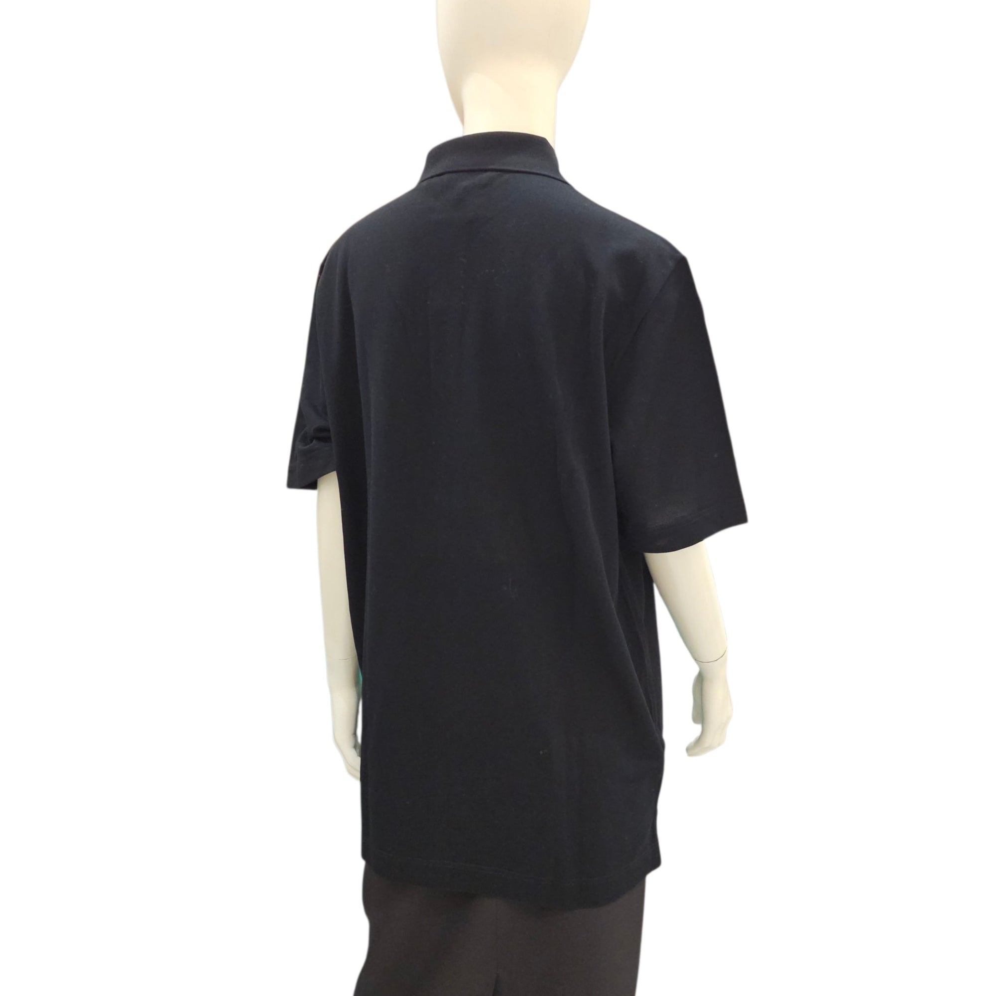 "H" Embroidered Buttoned Polo Shirt XL Black Ready-To-Wear in Cotton CL2604-20734 2