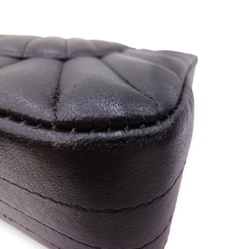 Quilted Chevron Classic Double Flap Medium Black Shoulder Bag in Lambskin Gold hardware CL2604-20740 12