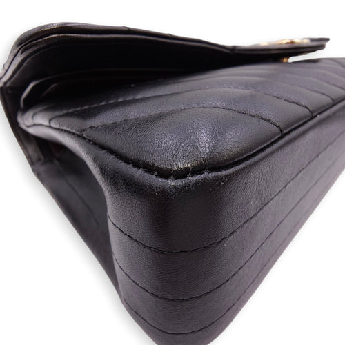 Quilted Chevron Classic Double Flap Medium Black Shoulder Bag in Lambskin Gold hardware CL2604-20740 13