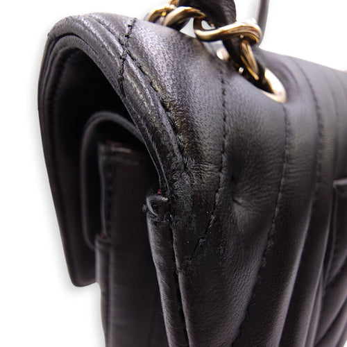Quilted Chevron Classic Double Flap Medium Black Shoulder Bag in Lambskin Gold hardware CL2604-20740 17