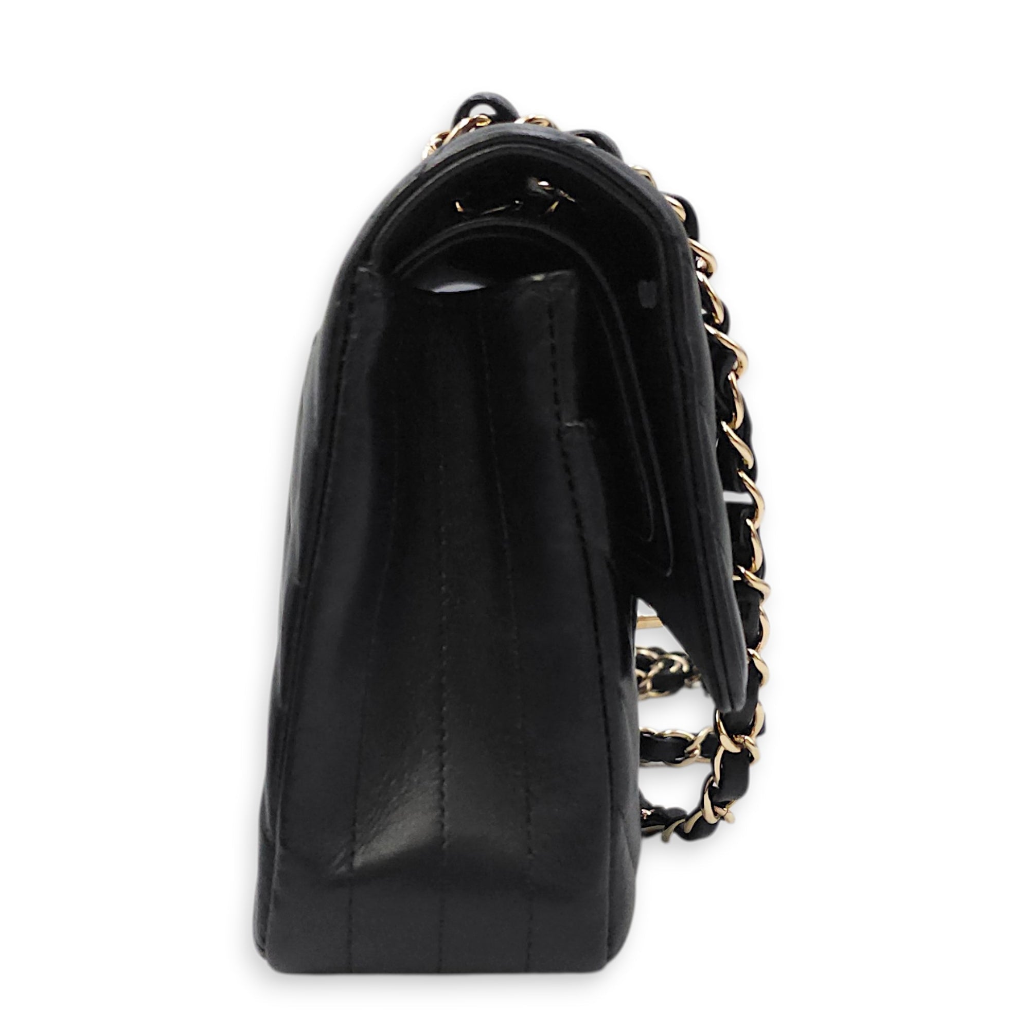 Quilted Chevron Classic Double Flap Medium Black Shoulder Bag in Lambskin Gold hardware CL2604-20740 3