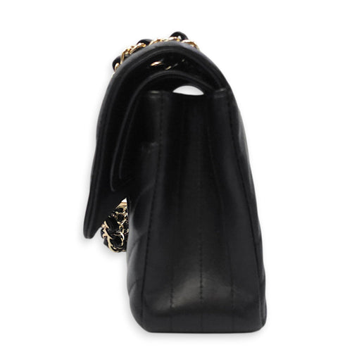 Quilted Chevron Classic Double Flap Medium Black Shoulder Bag in Lambskin Gold hardware CL2604-20740 4