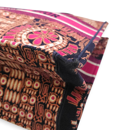 Large Book Tote Pink Top Handle Bag in Canvas