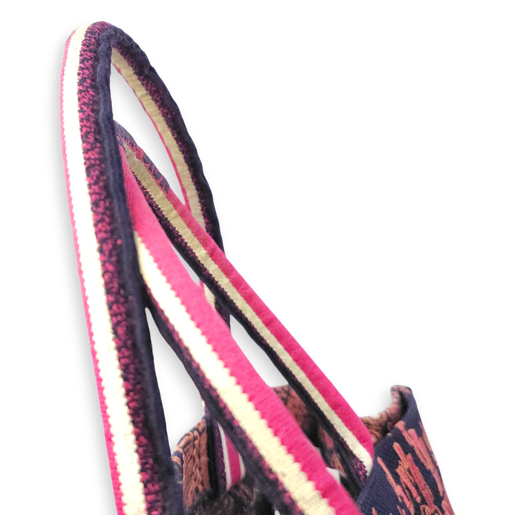 Large Book Tote Pink Top Handle Bag in Canvas