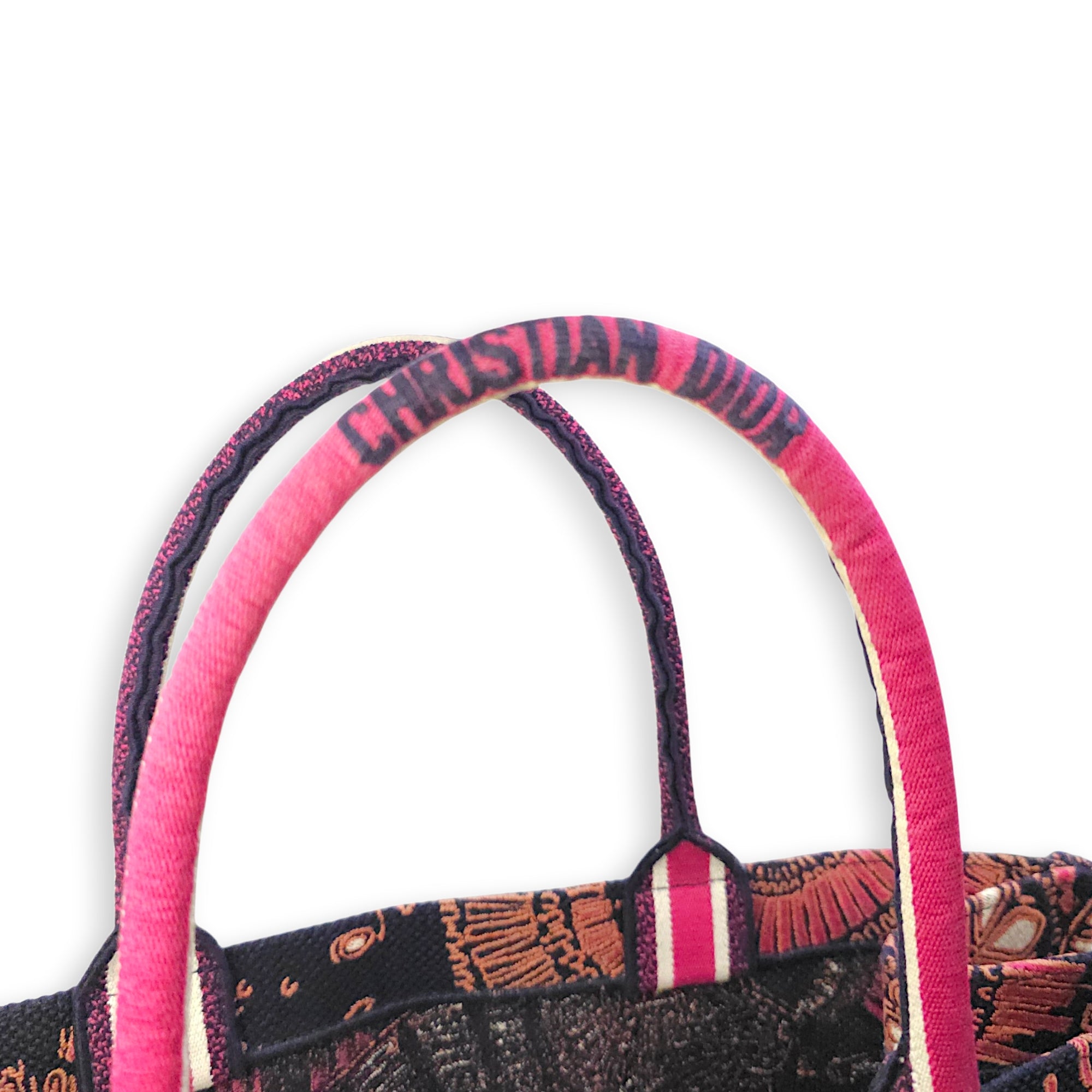 Large Book Tote Pink Top Handle Bag in Canvas