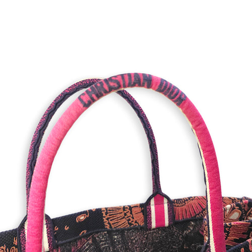 Large Book Tote Pink Top Handle Bag in Canvas