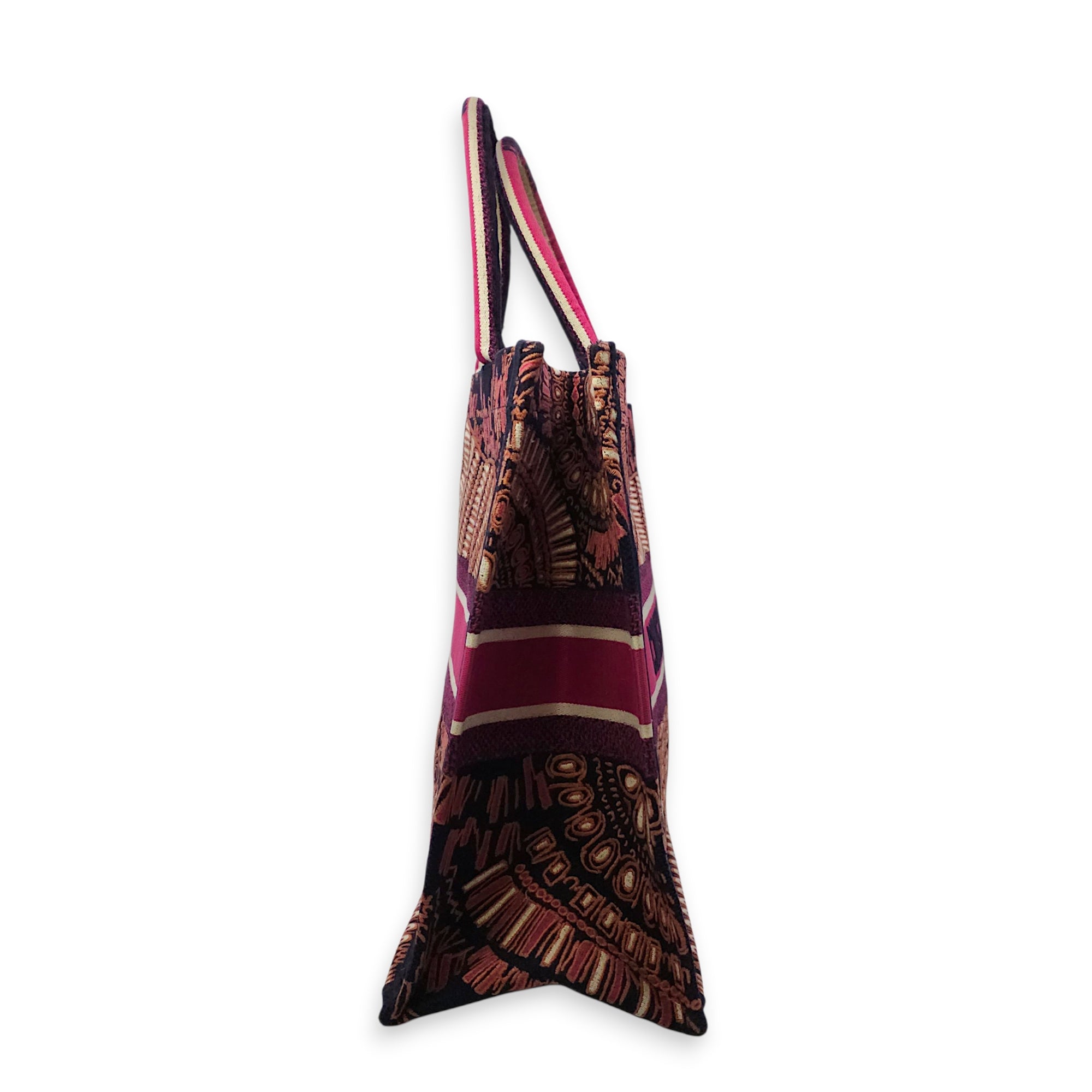 Large Book Tote Pink Top Handle Bag in Canvas