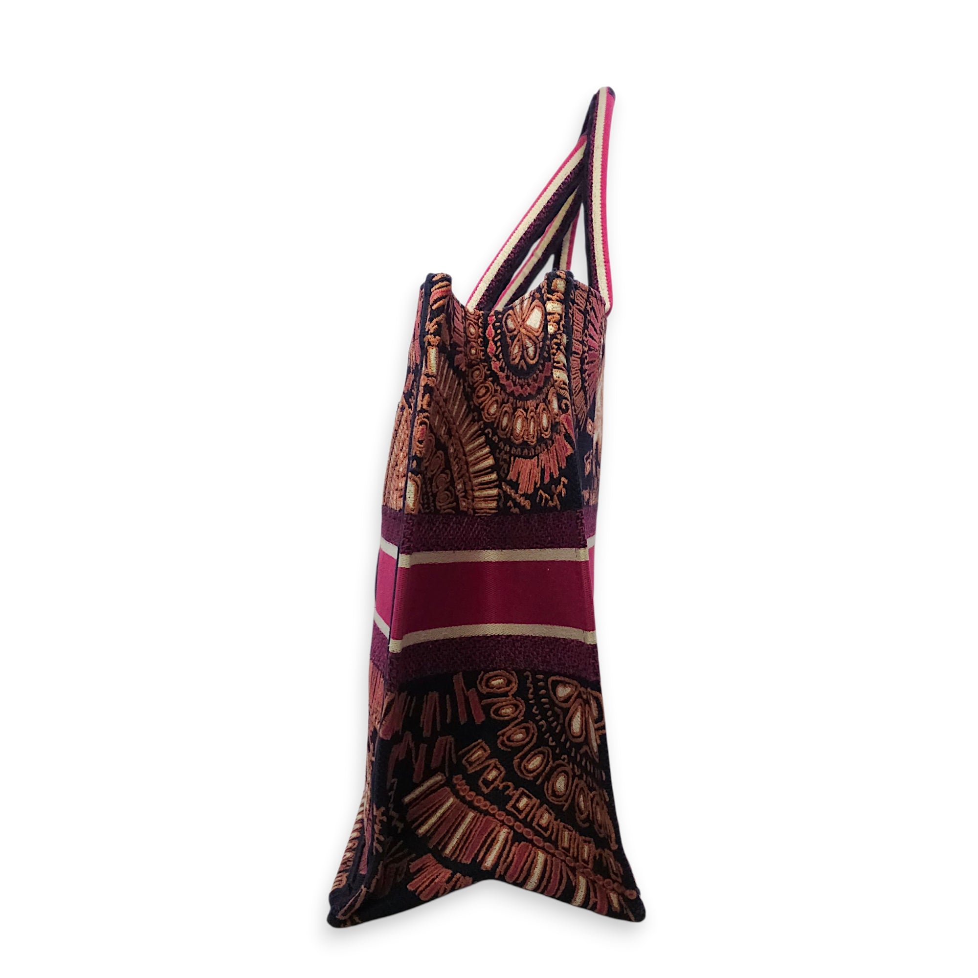 Large Book Tote Pink Top Handle Bag in Canvas
