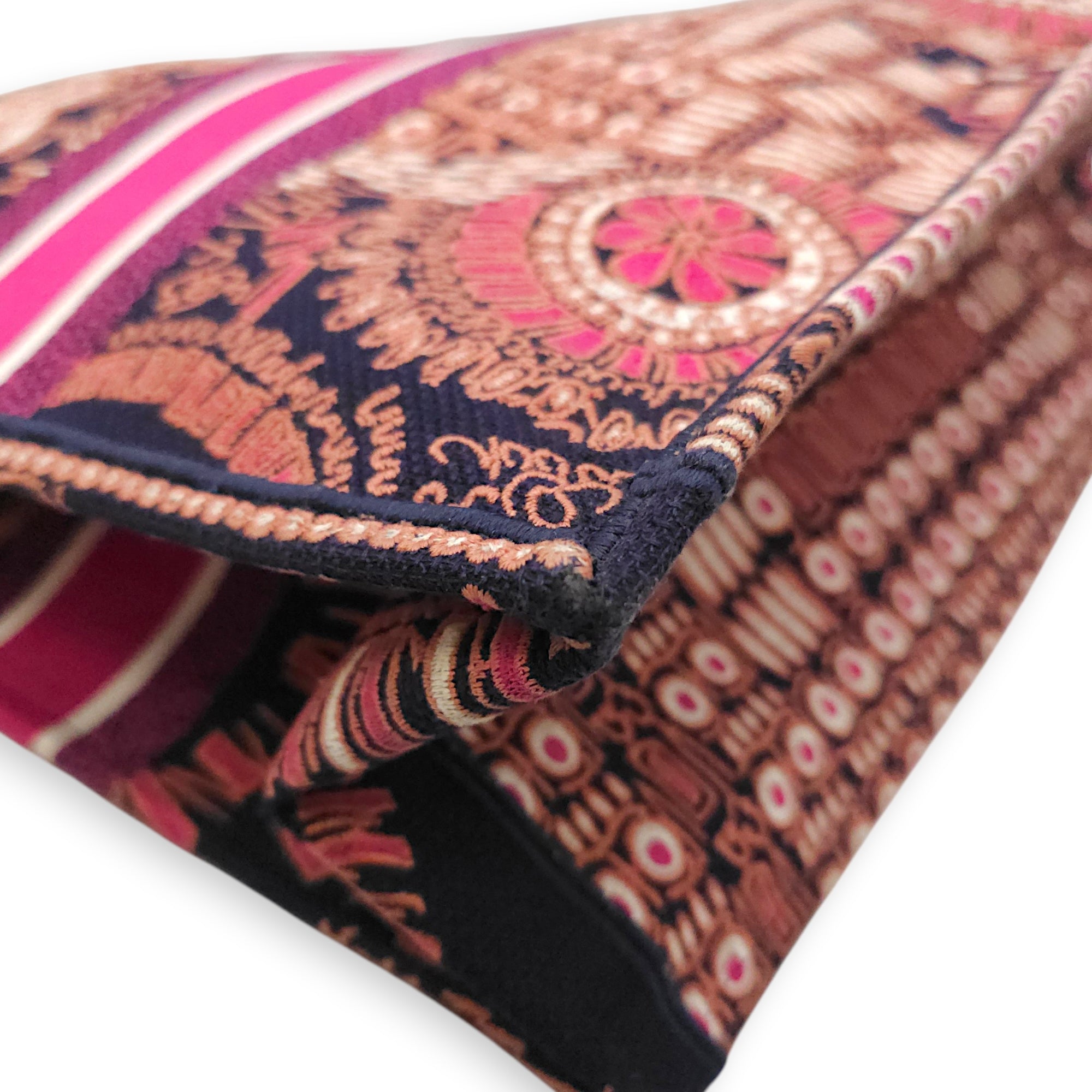 Large Book Tote Pink Top Handle Bag in Canvas