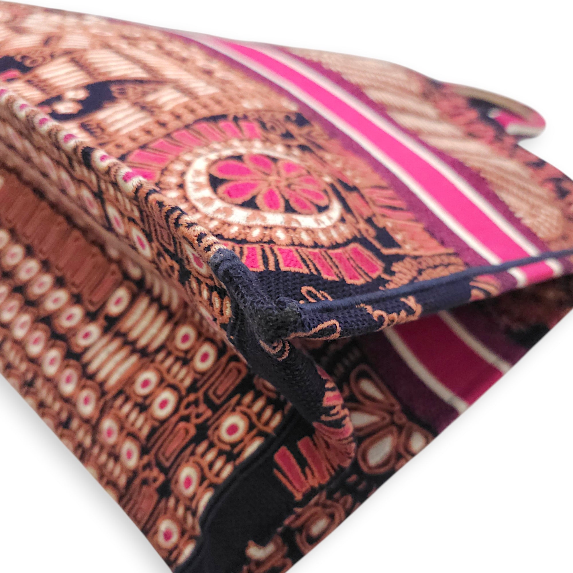 Large Book Tote Pink Top Handle Bag in Canvas
