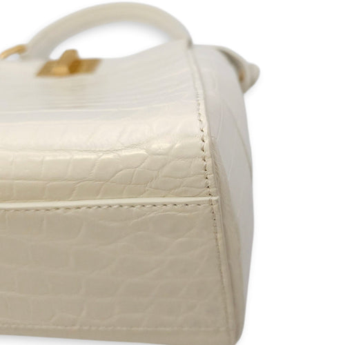 Peekaboo Mini White Top Handle Bag in Crocodile Leather Gold hardware CL2604-20743 11