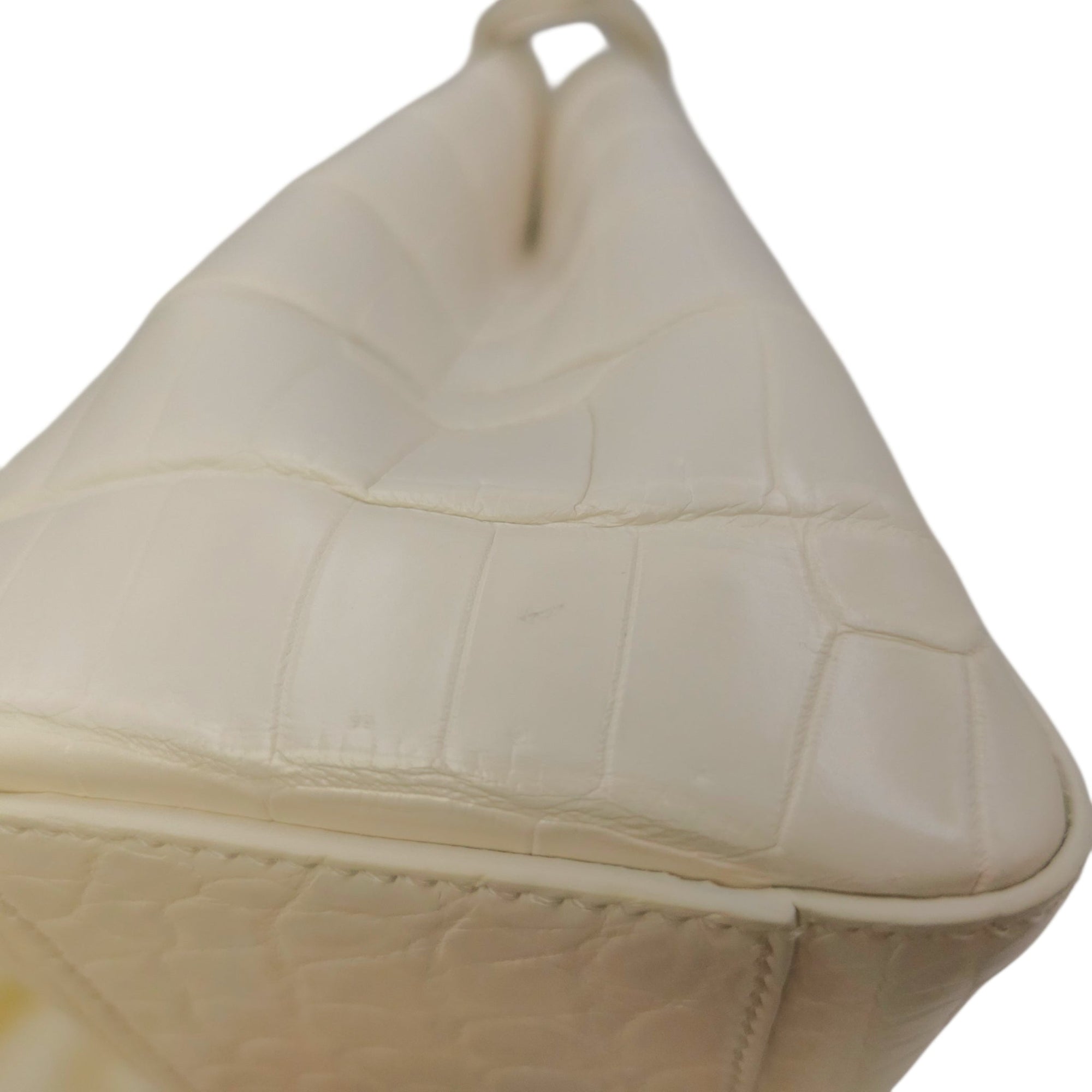 Peekaboo Mini White Top Handle Bag in Crocodile Leather Gold hardware CL2604-20743 17