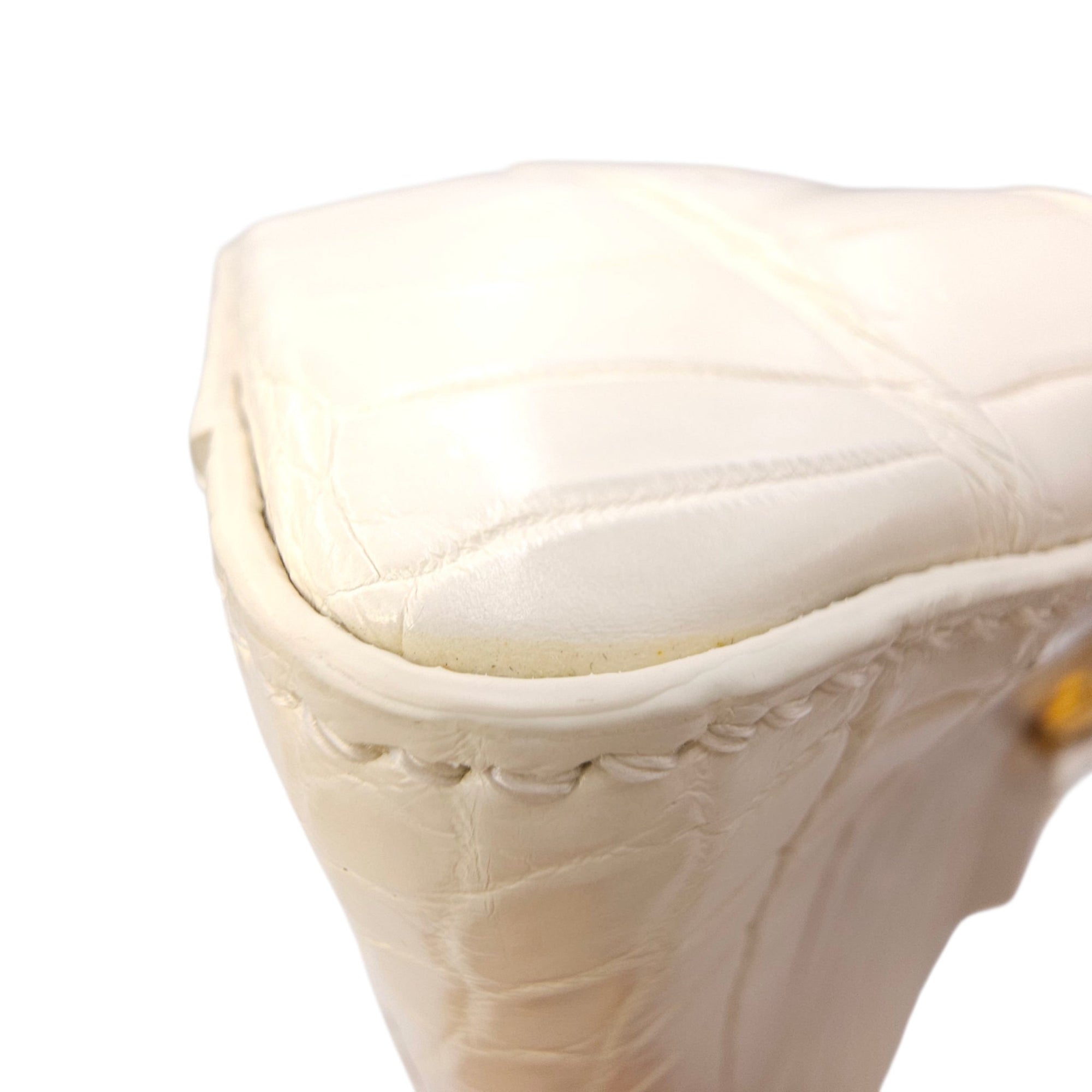 Peekaboo Mini White Top Handle Bag in Crocodile Leather Gold hardware CL2604-20743 18