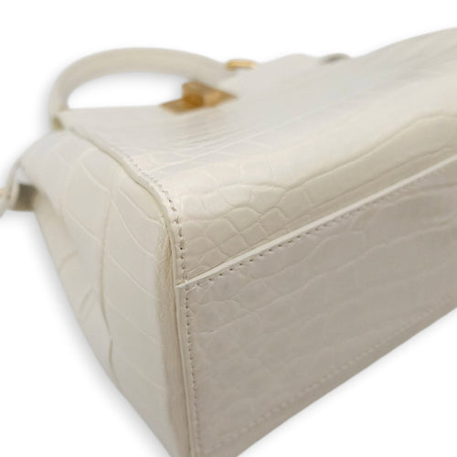 Peekaboo Mini White Top Handle Bag in Crocodile Leather Gold hardware CL2604-20743 9