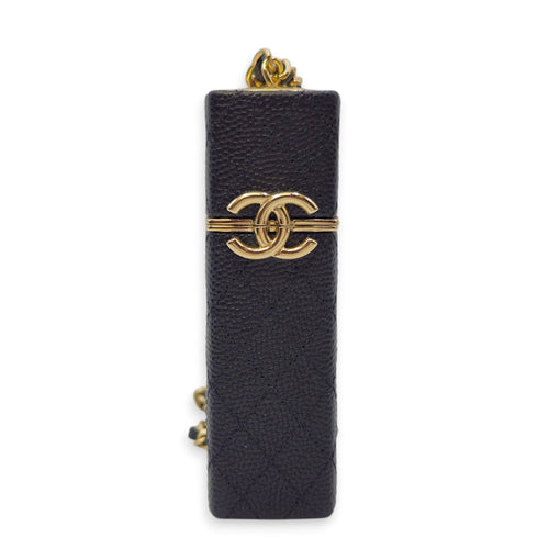 Lipstick Case with Chain Black in Caviar Leather Gold hardware CL2604-20744 1