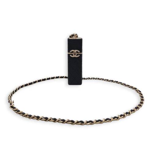 Lipstick Case with Chain Black in Caviar Leather Gold hardware CL2604-20744 13