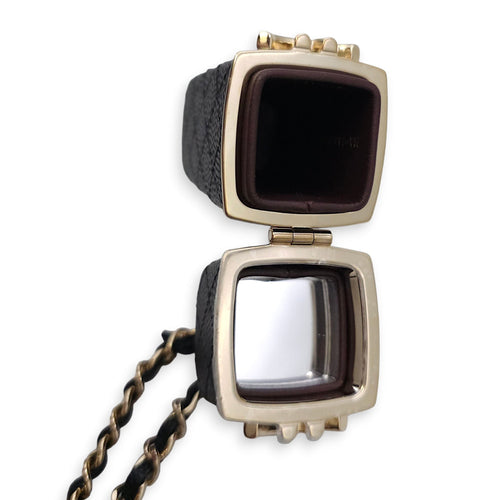Lipstick Case with Chain Black in Caviar Leather Gold hardware CL2604-20744 6