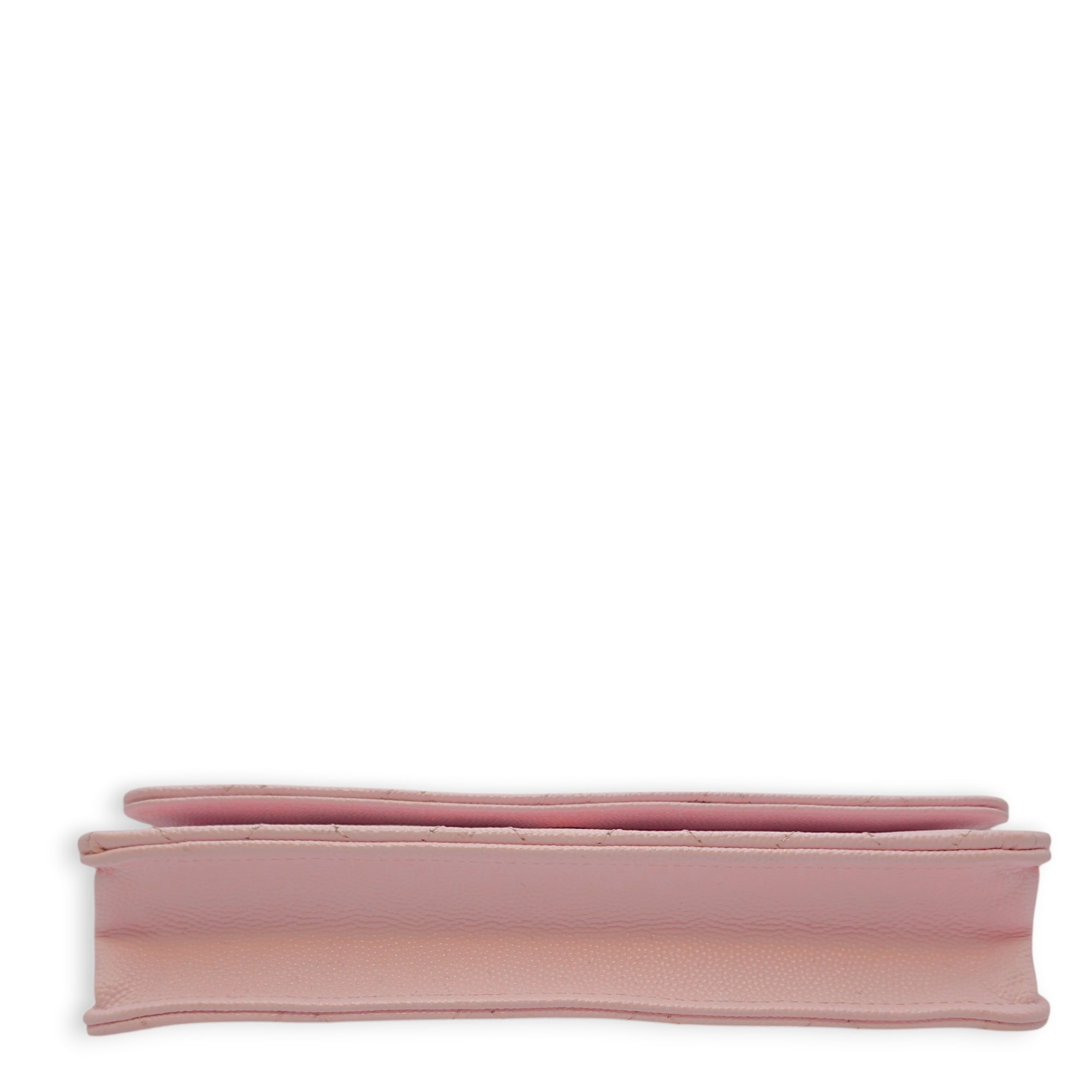 WOC Pink Crossbody Bag in Caviar Leather Gold hardware