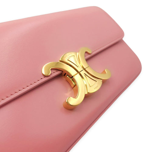 Teen Triomphe Pink Shoulder Bag in Calfskin Gold hardware CL2604-20746 11