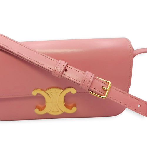 Teen Triomphe Pink Shoulder Bag in Calfskin Gold hardware CL2604-20746 13