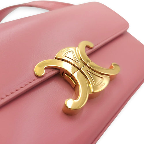 Teen Triomphe Pink Shoulder Bag in Calfskin Gold hardware CL2604-20746 14