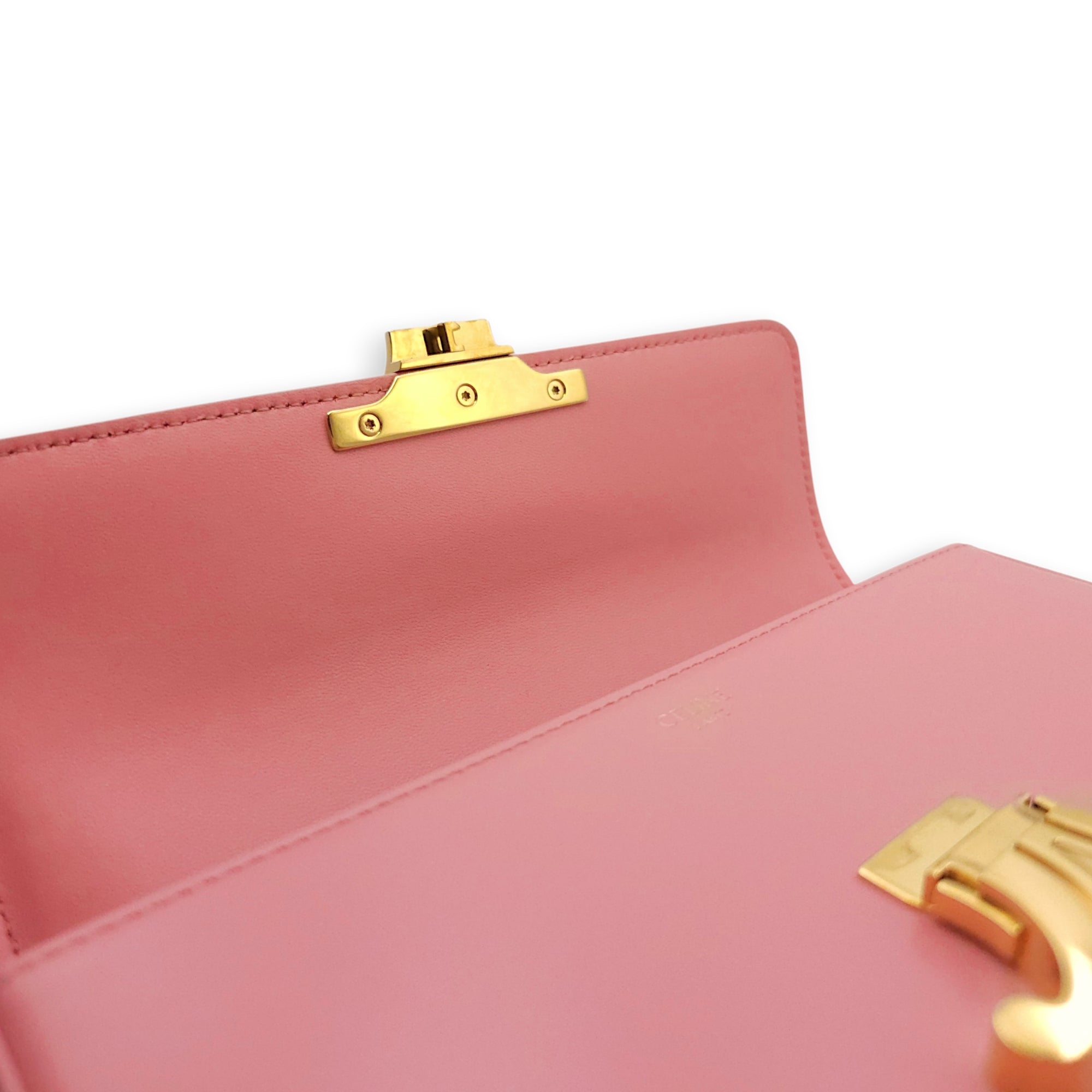 Teen Triomphe Pink Shoulder Bag in Calfskin Gold hardware CL2604-20746 15
