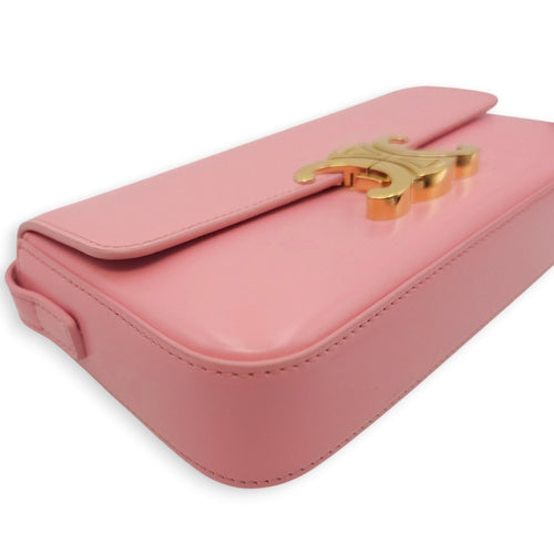 Teen Triomphe Pink Shoulder Bag in Calfskin Gold hardware CL2604-20746 16