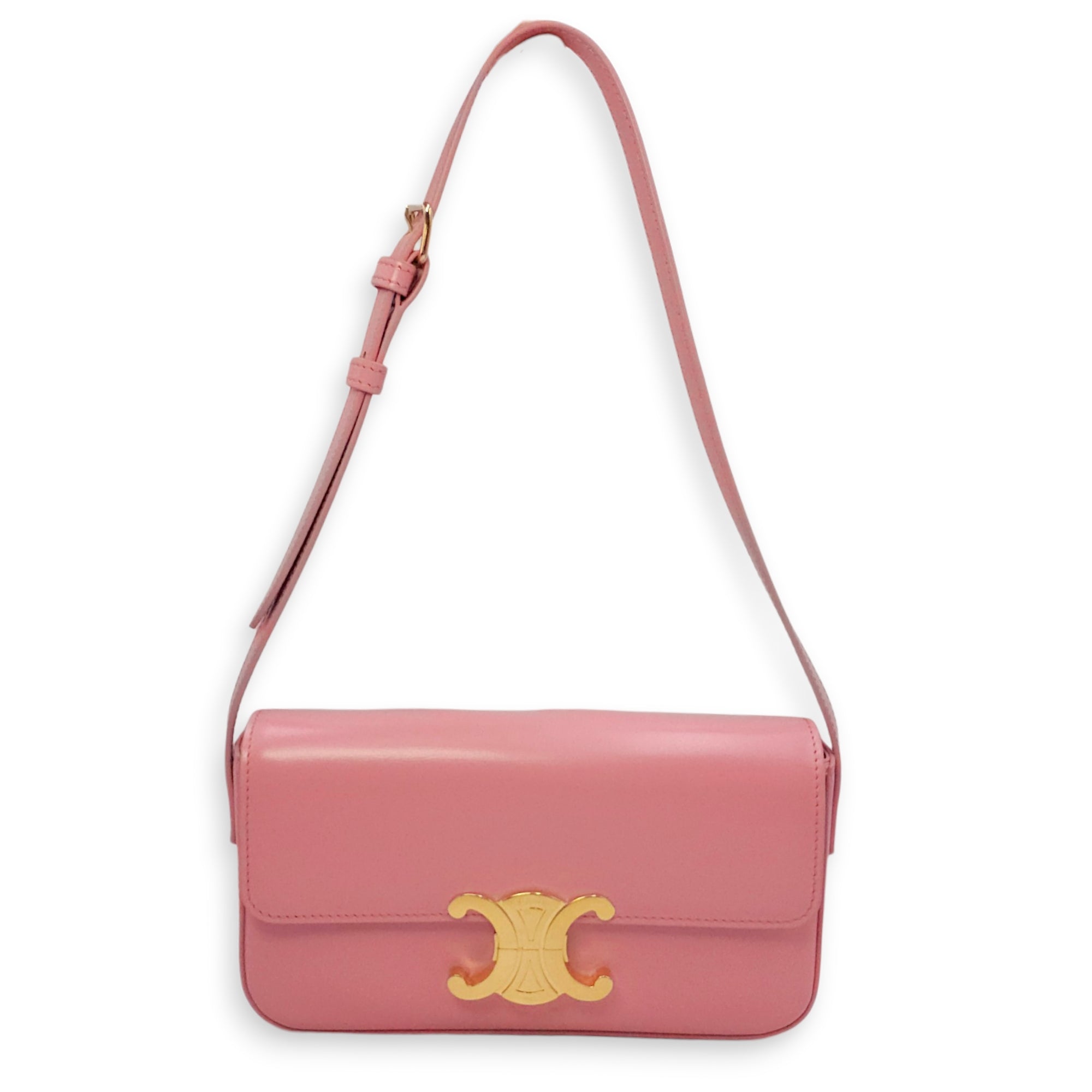 Teen Triomphe Pink Shoulder Bag in Calfskin Gold hardware CL2604-20746 17