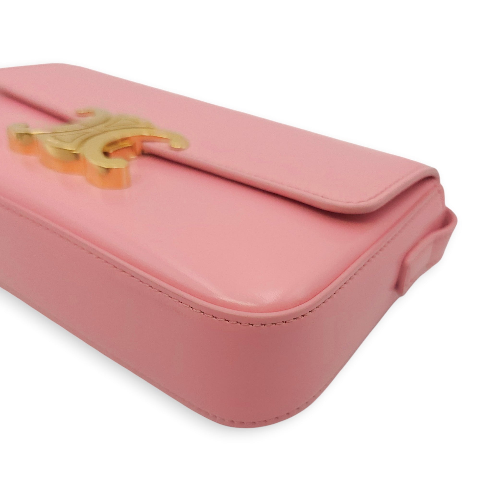 Teen Triomphe Pink Shoulder Bag in Calfskin Gold hardware CL2604-20746 9