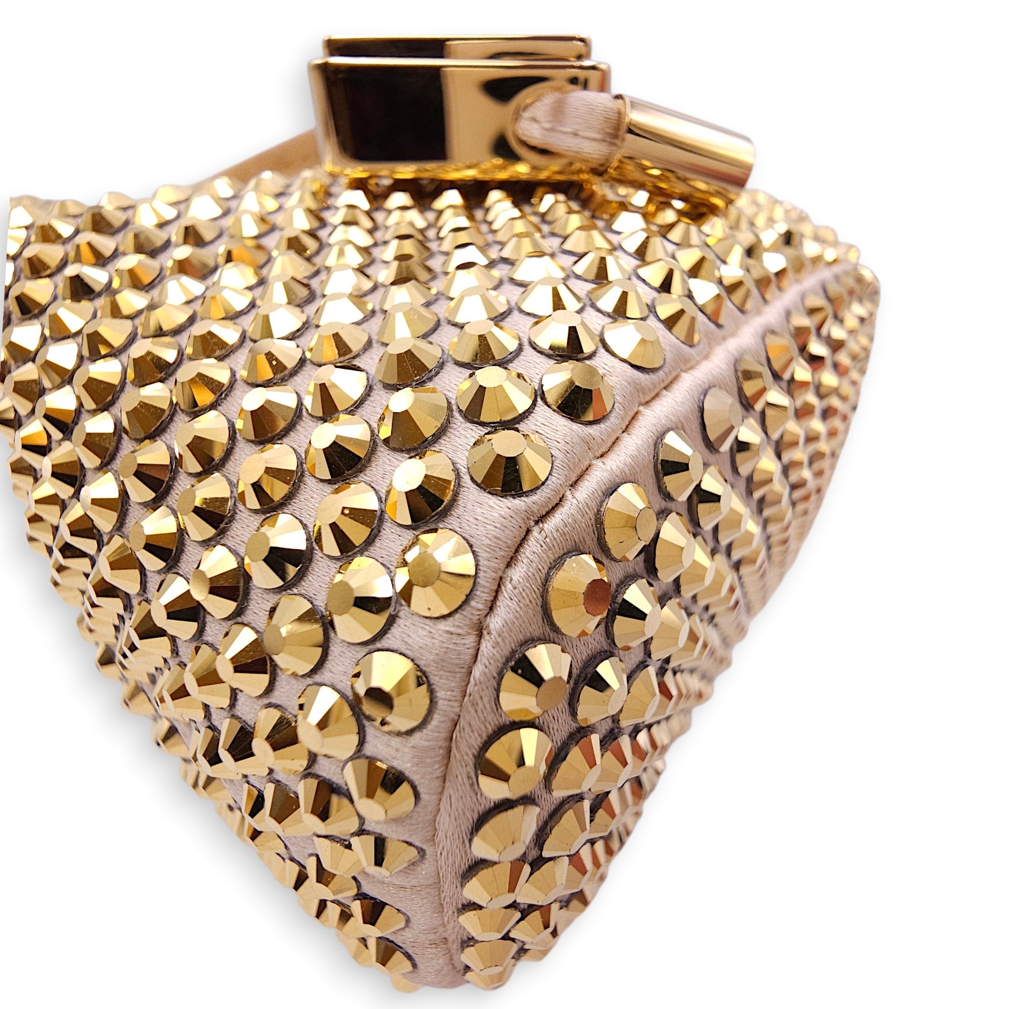 Crystal Pouch Mini Gold Crossbody Bag in Satin Gold hardware CL2604-20747 11