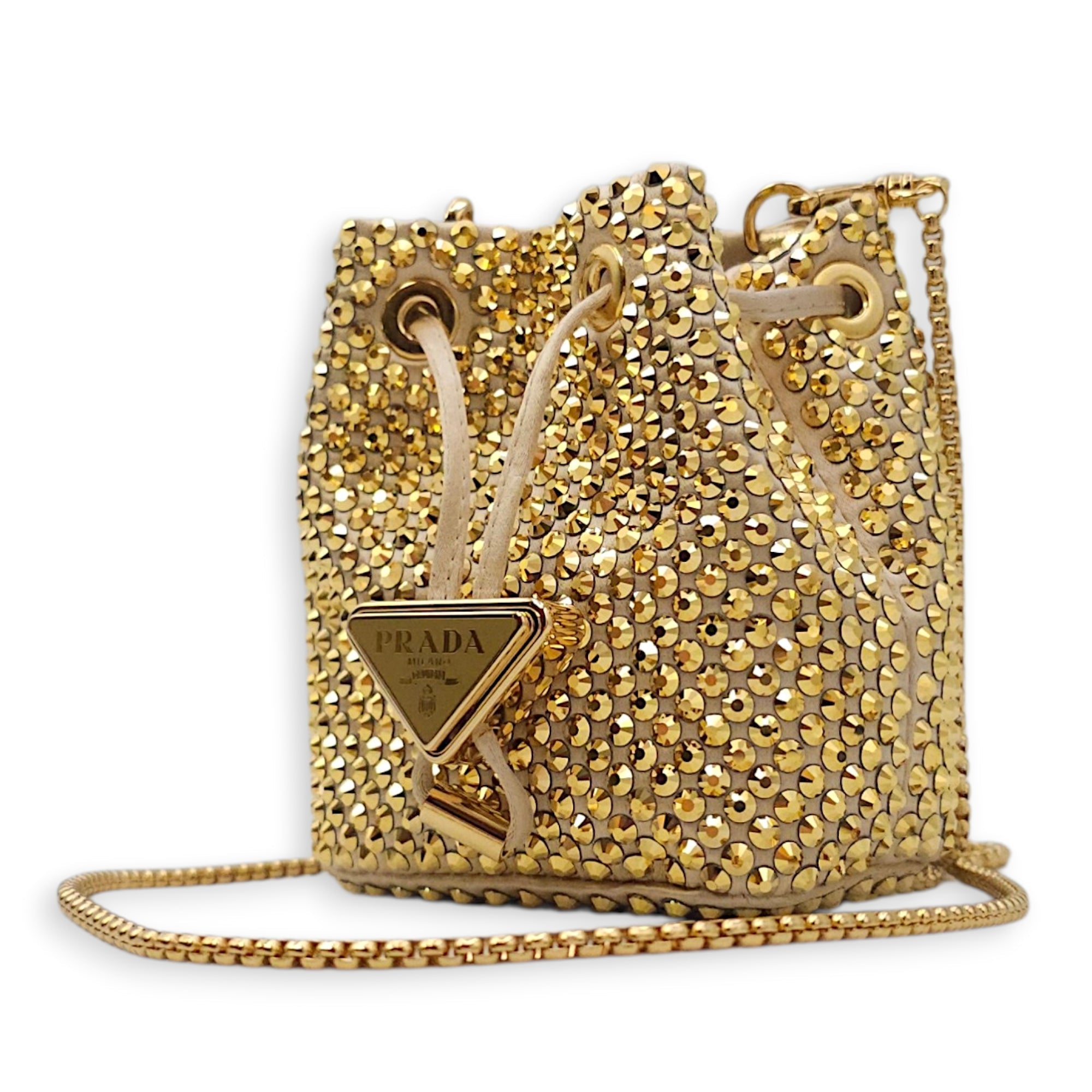 Crystal Pouch Mini Gold Crossbody Bag in Satin Gold hardware CL2604-20747 14