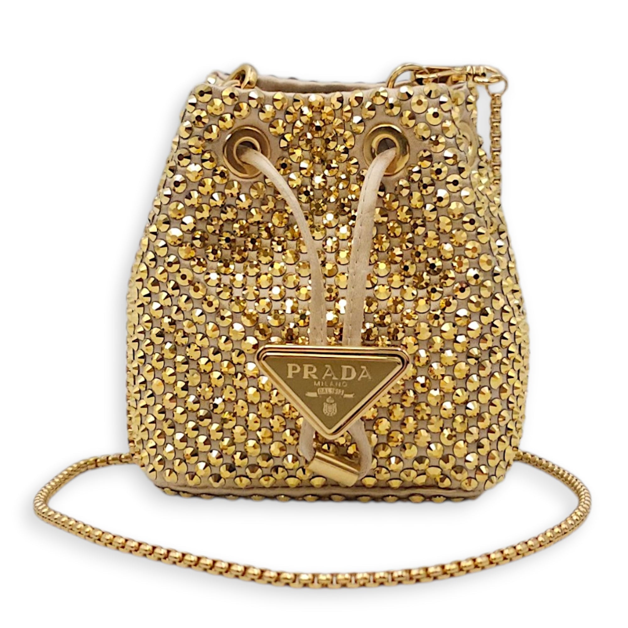 Crystal Pouch Mini Gold Crossbody Bag in Satin Gold hardware CL2604-20747 15