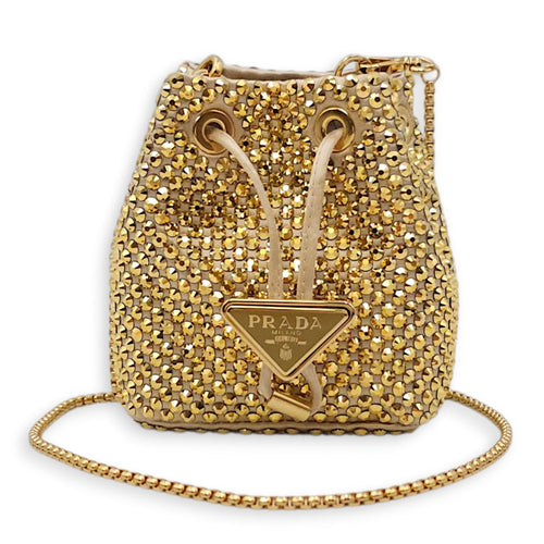 Crystal Pouch Mini Gold Crossbody Bag in Satin Gold hardware CL2604-20747 15