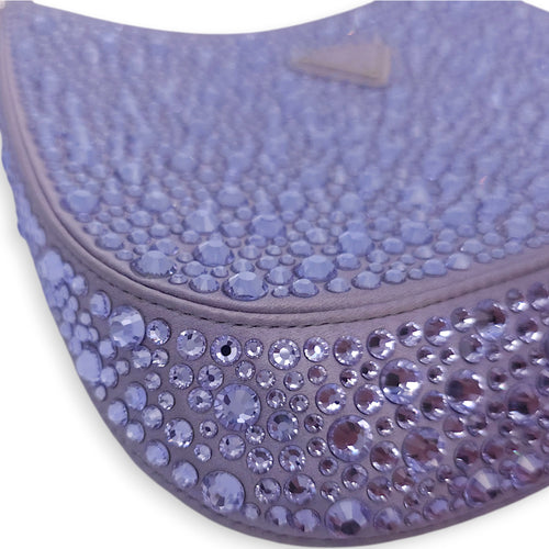 Cleo Satin Purple Shoulder Bag in Satin Silver hardware