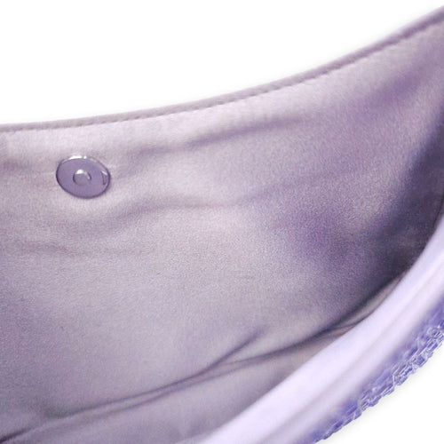 Cleo Satin Purple Shoulder Bag in Satin Silver hardware