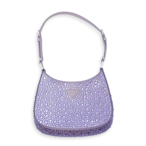 Cleo Satin Purple Shoulder Bag in Satin Silver hardware