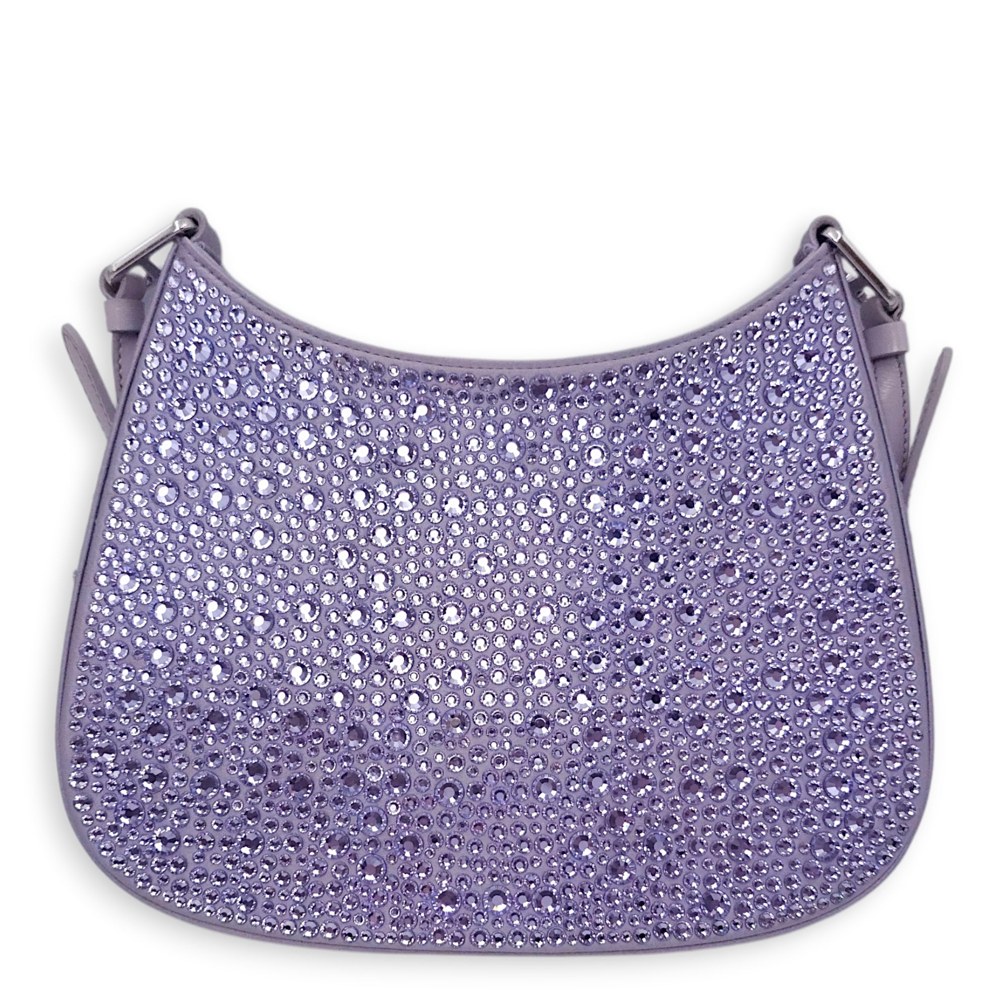 Cleo Satin Purple Shoulder Bag in Satin Silver hardware