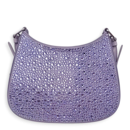Cleo Satin Purple Shoulder Bag in Satin Silver hardware