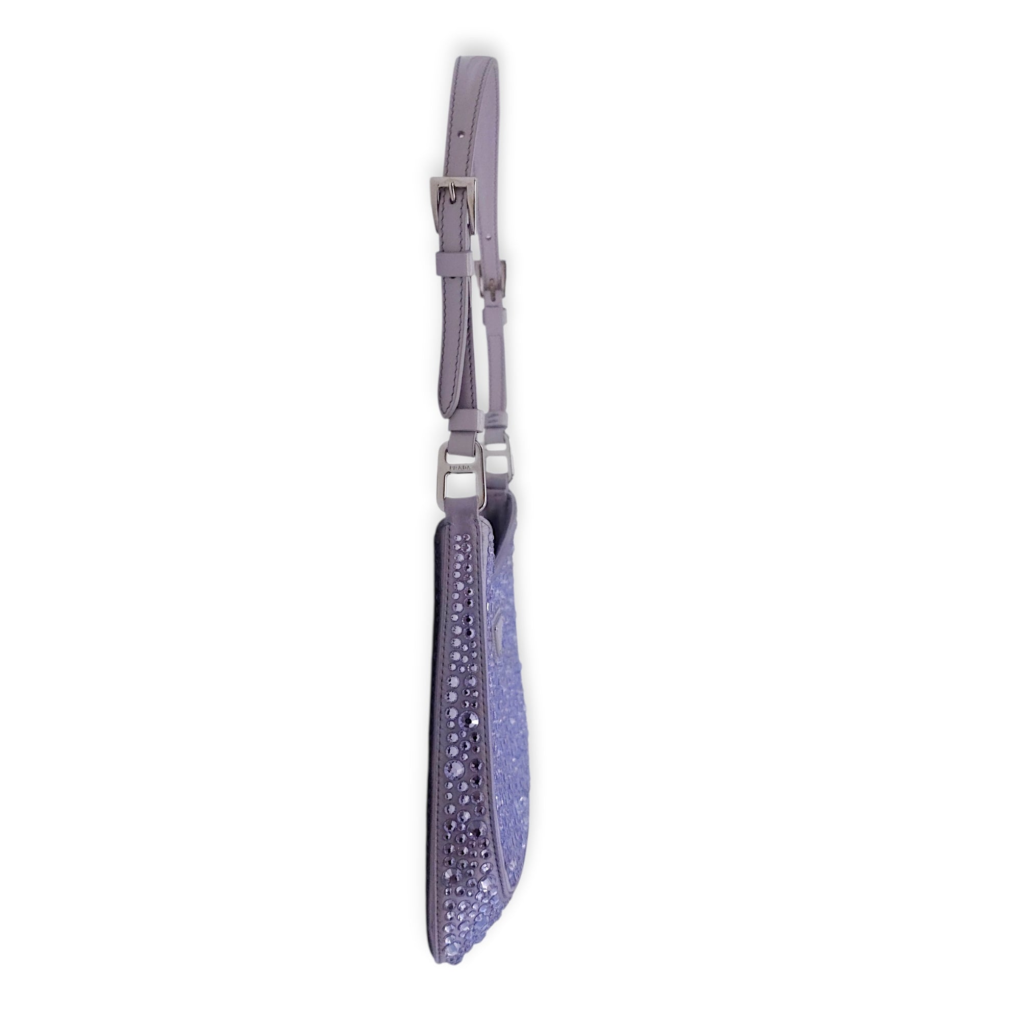 Cleo Satin Purple Shoulder Bag in Satin Silver hardware