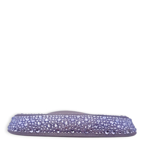 Cleo Satin Purple Shoulder Bag in Satin Silver hardware