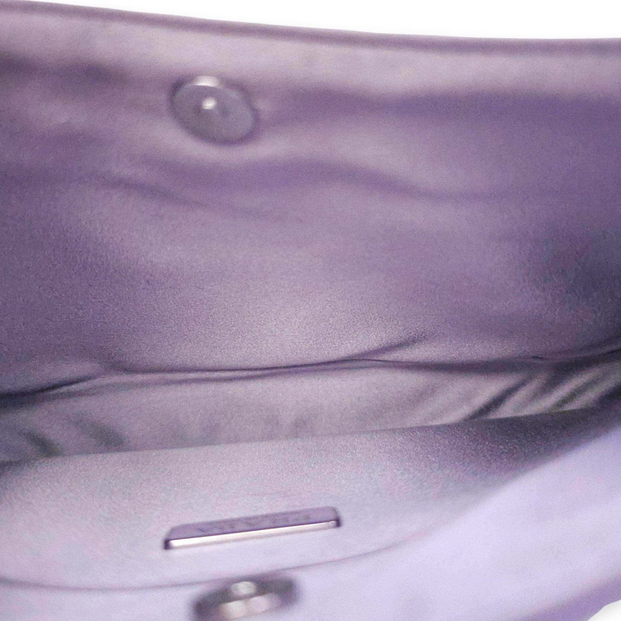 Cleo Satin Purple Shoulder Bag in Satin Silver hardware