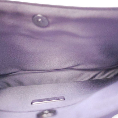 Cleo Satin Purple Shoulder Bag in Satin Silver hardware